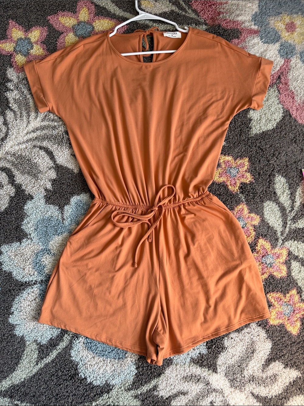 Zenana Soft Warm Orange Dolman Sleeve Romper Size Medium Fall Transitional